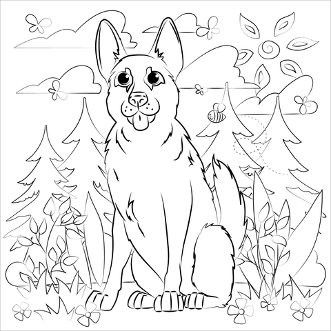 German Shepherd Coloring Page